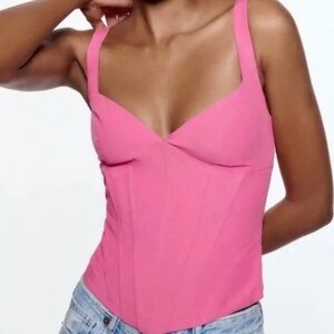 Zara Pink Sleeveless Bustier Crop Top